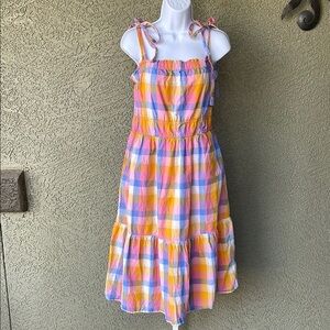 No.174 Free Assembly Pink and Orange Tiered Ruffled Midi Sundress size medium